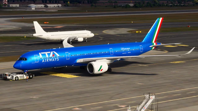 iniBuilds Airbus A350-900 Pushing Back at LIRF - Microsoft Flight Simulator 2024 screenshot by Steptic