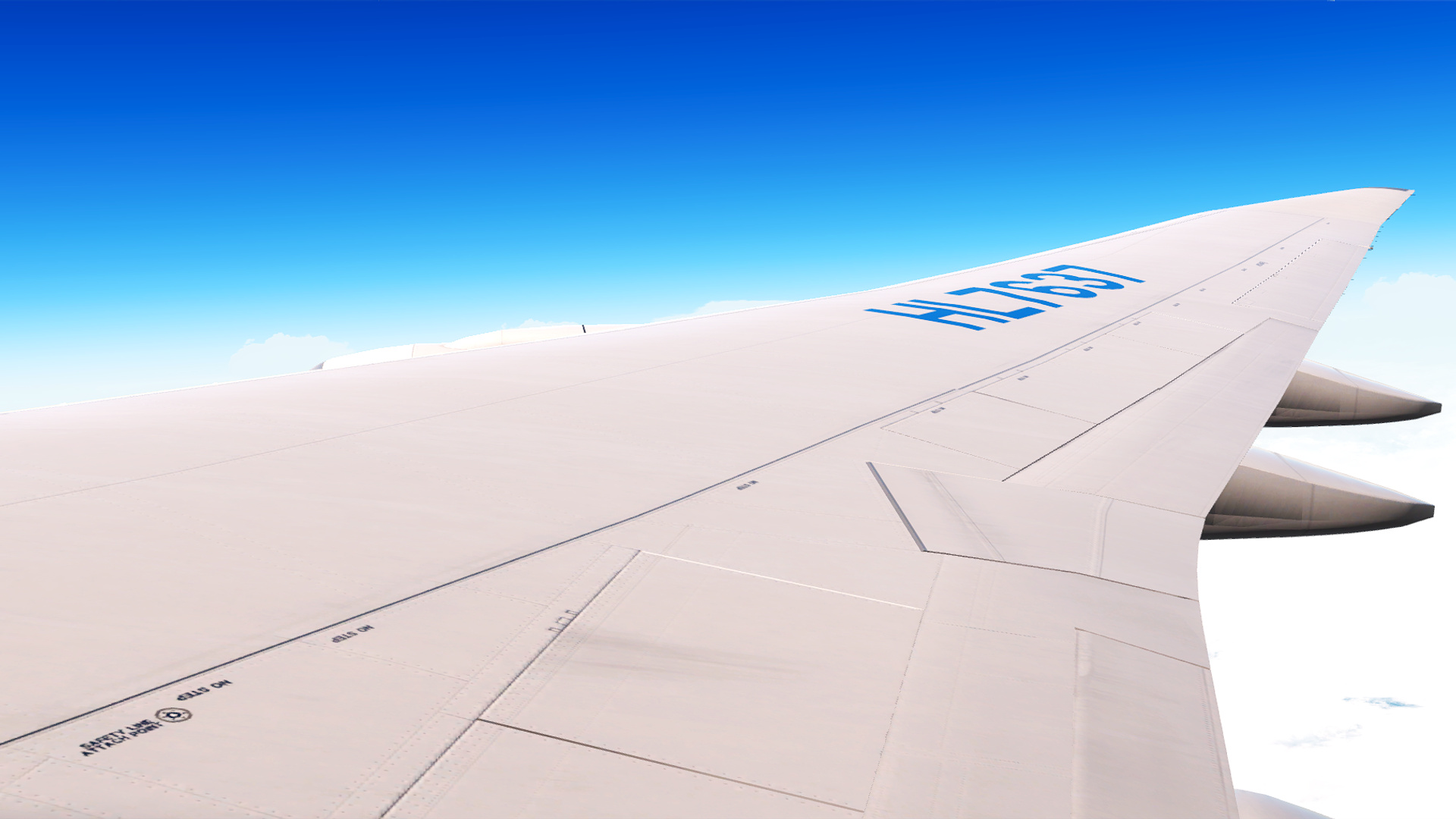 Wing View of PMDG 747-8i