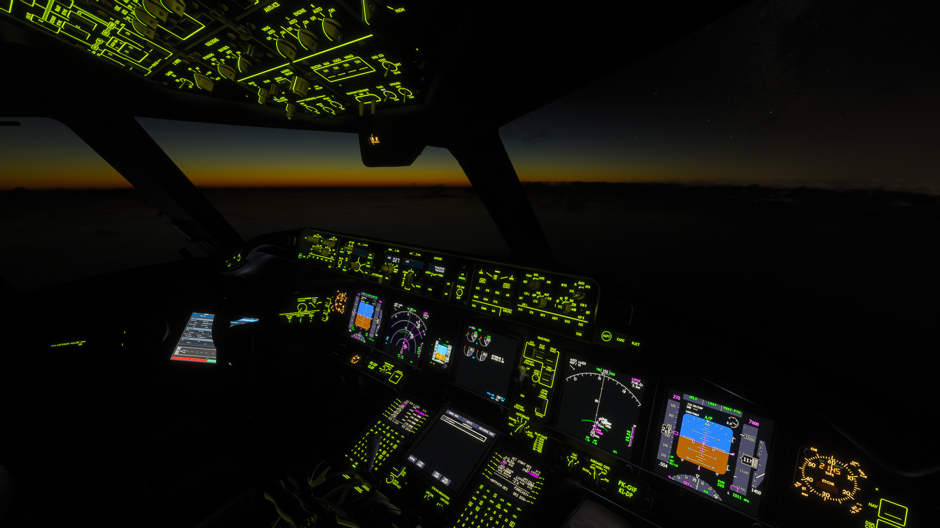 Cockpit of PMDG Boeing 777-300ER