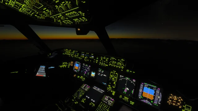 Cockpit of PMDG Boeing 777-300ER - Microsoft Flight Simulator 2024 screenshot by Steptic
