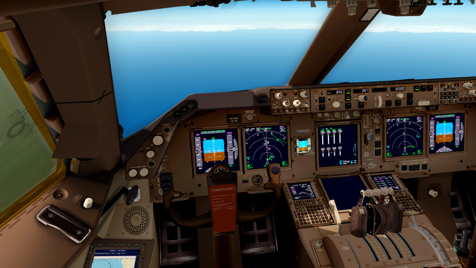 Cockpit of PMDG 747-8i